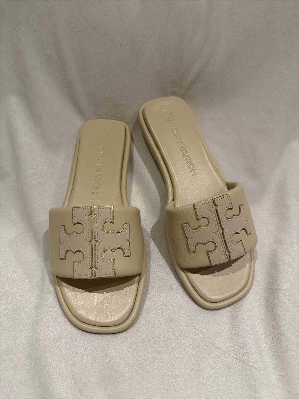 Tory Burch double T leather sport slide sandal